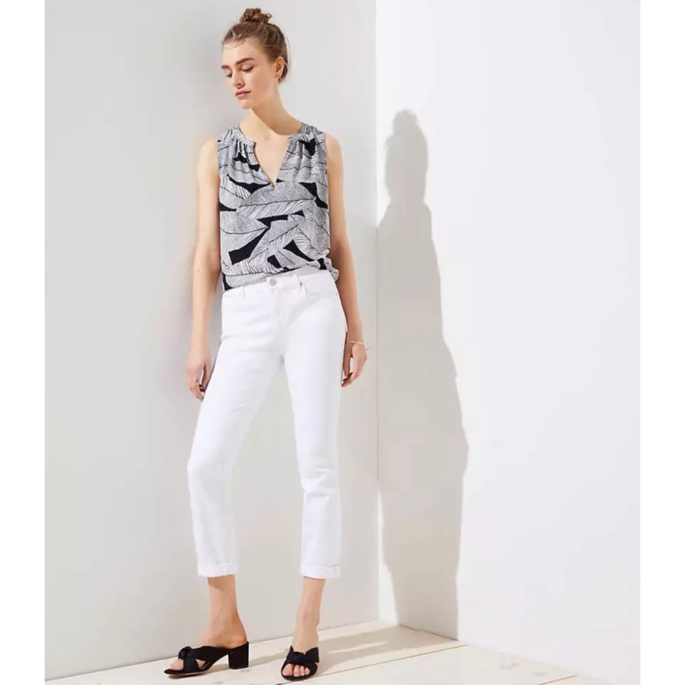 White Skinny Crop Stretch Denim Jeans || LOFT